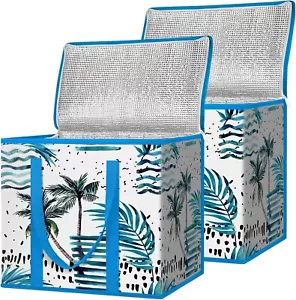 2Pk Insulated Reusable Grocery Bags, Collapsible Cooler Bag for Groceries, Heavy - Picture 1 of 13