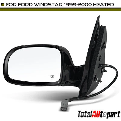 Black Smooth Heated Powered Mirror for Ford Windstar 1999-2000 Left Driver Side - Image 1 of 4