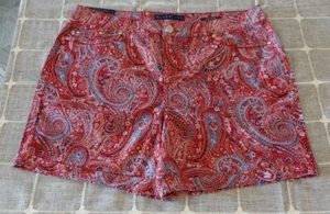 Bandolino Amy Damen rot blau Paisley Bündchen Stretch Shorts Größe 12 brandneu! - Bild 1 von 7