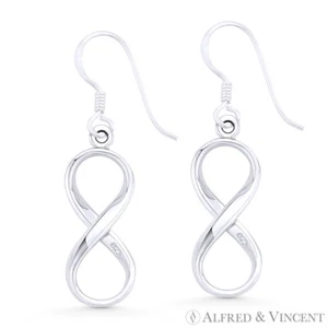Figura Infinity Symbol 8 Dije Plata Esterlina 925 Pendientes de Gancho Colgantes/Gota - Imagen 1 de 1