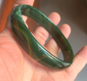 38.2g Natural A Grade Green Jade jadeite chalcedony Bangle bracelets 70mm AAA - Picture 1 of 4