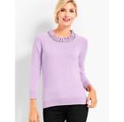 Talbots RSVP Rhinestone Sweater Lavender Purple Ruffle Collar Women’s Size 2X