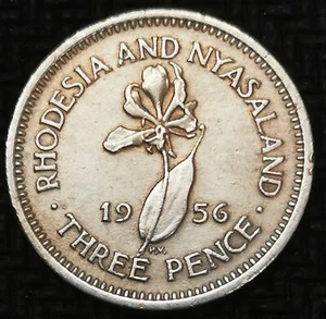 ** Rhodesia and Nyasaland 1956 3 Pence coin RARE - XF - Picture 1 of 2