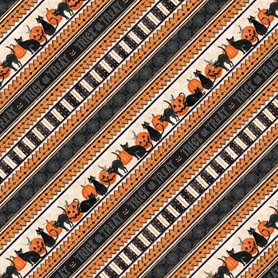 Estampados Wilmington - Maullido-Gical Noche - Tictac nocturno - Naranja/Crema, Tela por comprar Foto 1 de 4