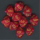 Chessex Dice 10 Die Red With Yellow Numbers D10 Dice 10 Set Chx 27244