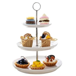 Sweese 3 Ebenen Cupcake Ständer - Weiß Porzellan Kuchen Ständer - Bild 1 von 8