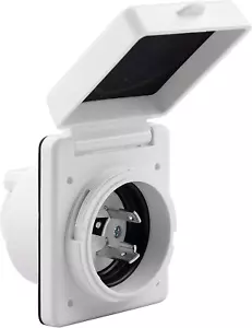 125V 30 Amp RV Power Inlet, White, Twist Locking, Power Plug with 3 Stainless St - Picture 1 of 7