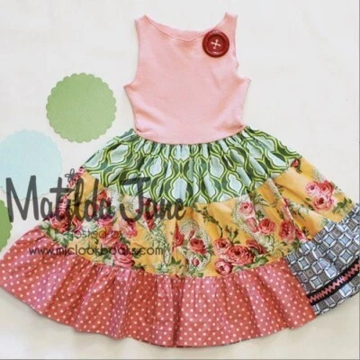 Vestido sin mangas Matilda Jane vintage platino arte feria rojo botones en capas talla 6 Foto 1 de 4