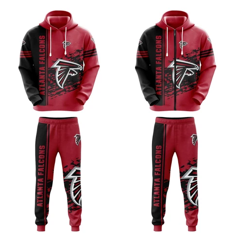 Atlanta Falcons Men's 2PCS Sweatsuits Casual Hooded Sweatshirt Jogging Pants Cover
