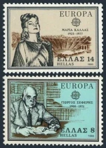 Greece 1352-1353, MNH. Mi 1411-1412. EUROPE CEPT-1980. G. Seferis, Maria Callas. - Picture 1 of 1