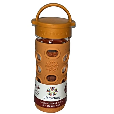 Lifefactory 12oz Glass Bottle Silicone Protective Sleeve Orange BPA Free NEW - Image 1 of 4