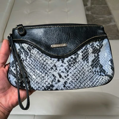 Muñequera Serpiente Negra/Blanca 100% Vinilo Cierre con Cremallera Mini Bolso sin asas Cartera MINICCI Foto 1 de 4