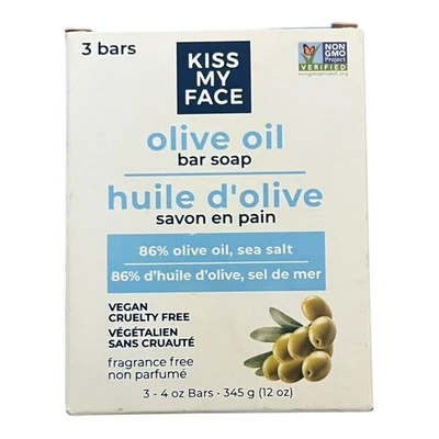 Веганское мыло для мужчин и женщин Kiss My Face оливковое масло упаковка 3 шт. - Изображение 1 из 3
