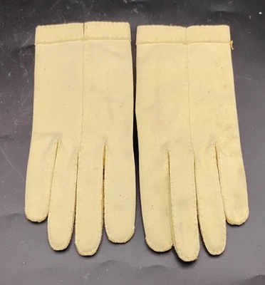 Guantes amarillos de algodón suave vintage exclusivamente USAR DERECHO Alemania Occidental talla 6,5 Foto 1 de 4