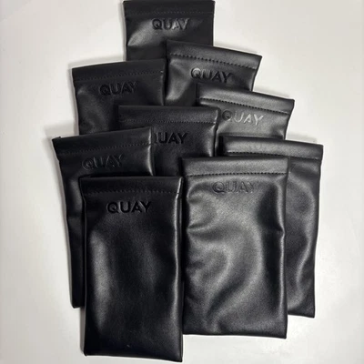 Novas capas protetoras de couro preto para óculos de sol Quay (lote de 9) - Imagem 1 de 3