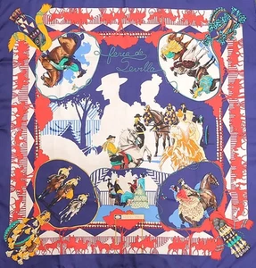 HERMÈS Carré 90 Large Scarf FERIA DE SEVILLA Seville Holidays Navy 100% Silk - Picture 1 of 12