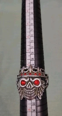 Anillo punk para hombre talla 13 de acero inoxidable tono plata sin marca Foto 1 de 4