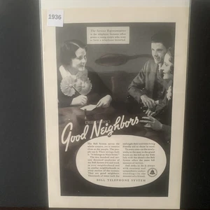 Vintage 1936 Bell Telephone System Good Neighbors Ad Advertisement - Picture 1 of 2