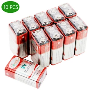 10 PCS 9V 6F22 9 Volts Heavy Duty Battery Zinc Carbon 0% Mercury Free Shipping - Picture 1 of 9