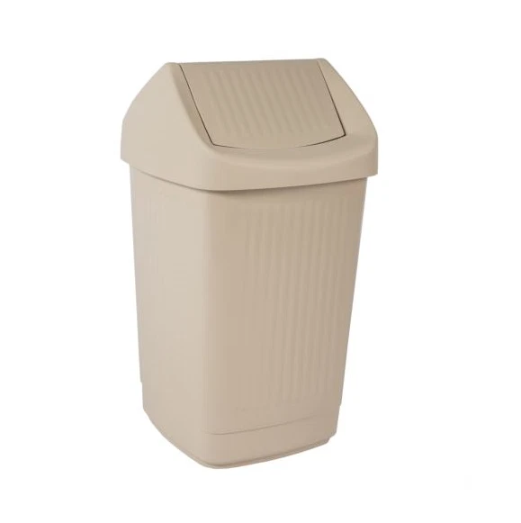 Bekaform Schwingdeckeleimer 50 Liter beige Abfalleimer Kunststoff Mülleimer