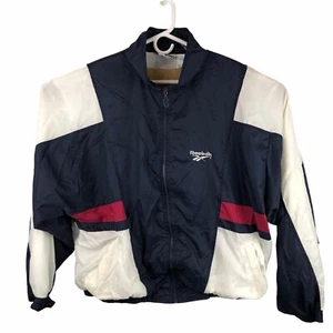 Vintage Reebok Windbreaker weiß blau rot Jacke Gr. XL - Bild 1 von 7