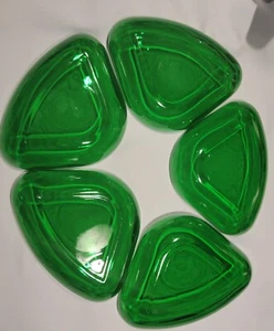 5 Fire King Anchor Hocking Glass Forest Green Triangle Relish Inserts 4.5"x6"x1" - Picture 1 of 4