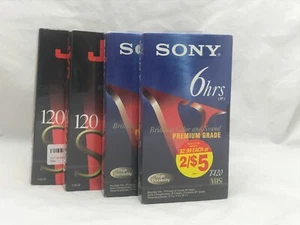 Menge 4 T-120 VHS Kassetten JVC Sony Premium Grade 6 Stunden EP - Bild 1 von 5