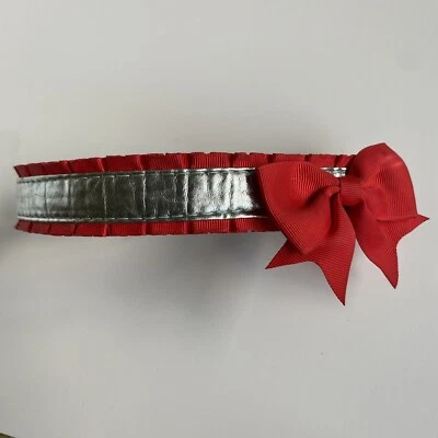 "Collar de perro Martha Stewart con lazo para cuello de 14-17"" pequeño mediano rojo plateado" Foto 1 de 4