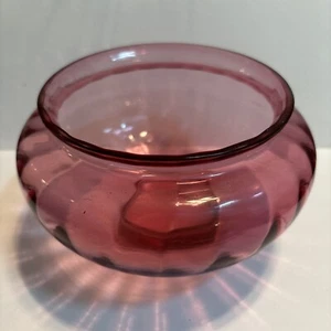 Vintage Hand Blown 5.5 Inch Cranberry Glass Bowl Vase Art Deco MCM - Picture 1 of 8