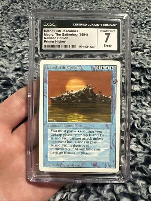 MTG Island Fish Jasconius Revised Edition Rare ERROR Printer Hickey CGC 7 NM - Image 1 of 4