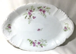 Vtg Carlsbad China Austria by N.D. & Co. Violets Floral Oval Platter 13" x 9" - Picture 1 of 5
