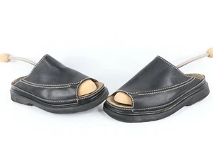 Vtg 90s Dr Martens Womens 10 Chunky Platform Leather Strap Slip On Sandals Black - Picture 1 of 8