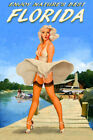 Affiche de voyage en cabine du lac de Floride Marilyn Monroe Dog pin up art imprimé 330
