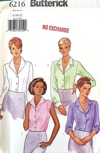 BUTTERICK 6216 1990’s Blouse Sewing Pattern. Size 8-10-12. - Picture 1 of 1