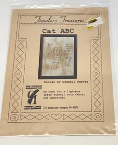 Timeless Treasures Stitchery Quilt Embroidery Sewing Template Cat ABC - Picture 1 of 4