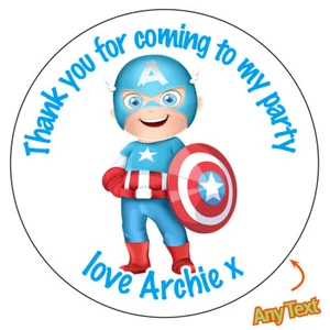 Personalised CAPTAIN AMERICA inspired Stickers Kids Party Bag Sweet Cone 95 - Picture 1 of 3