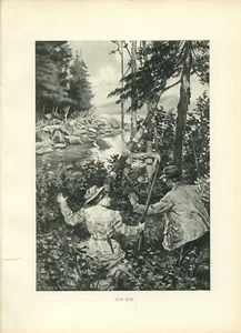 Antiker Originaldruck Sportler Hirsch Jagd um 1900 ~ Habe ihn - Bild 1 von 1