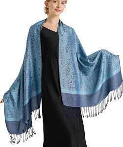 Silky Paisley Pashmina Shawl Scarf-Women'S Soft Double-Side Jacquard Pashminas W - Picture 1 of 12
