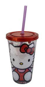 Hello Kitty Tumbler Cup Double Wall Insulated, Glitter In Liquid Between Walls - Picture 1 of 7