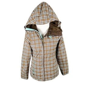 Burton Damen Größe XS braun Ski Schnee Jacke hellbraun Hahnentritt Kapuze isoliert - Bild 1 von 14