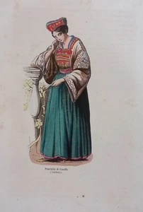 Fanciulla di Caraffa (Calabria). Litografia con fine color. coeva. DALLY, 1847. - Imagen 1 de 2