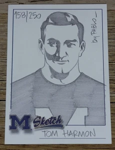 TK Legacy Michigan Wolverines Tom Harmon Sketch Card by Pablo 158/250 Made - Picture 1 of 2