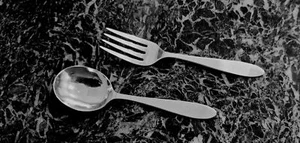 "BRYCE" MONOGRAM NEWPORT STERLING SILVER BABY FORK & SPOON ANTIQUE - Picture 1 of 4