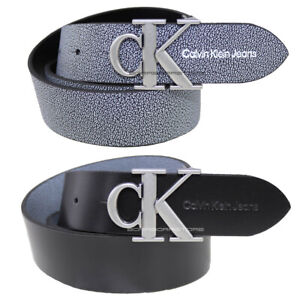 Calvin Klein Jeans Cintura Uomo mod. K50K508238 CK Nero / grigio reversibile