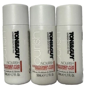 Lote de 3 acondicionadores nutritivos toni&guy para cabello dañado 1,7 oz cada talla de viaje - Imagen 1 de 3