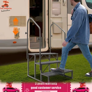 3-Step Stairs Steps RV Steps Camper Porch Stairs Steps w/Handrail 204kg/450lbs - Picture 1 of 18