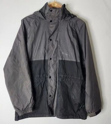 Chaqueta de Lluvia Vikinga De Colección Para Hombre Mediana Negra Gris Guardar Capucha Ventilada Cremallera A Presión Foto 1 de 4