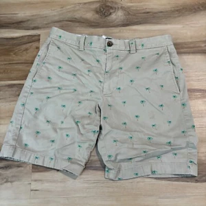 J Crew Shorts Mens 31 Khaki Stretch Chino 9" All Over Palm Tree Print - Picture 1 of 8