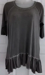 Dantelle Tunic Top Medium Dropped Waist Ruffle Flounce Hem Raglan Sleeves Gray - Picture 1 of 14