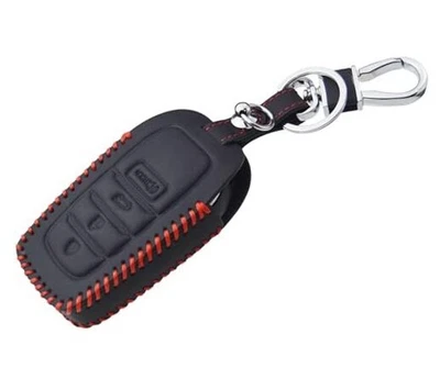 Handmade Stitching Leather Key Cover for Toyota 4 buttons Black W/ Red Stitch - Image 1 of 4